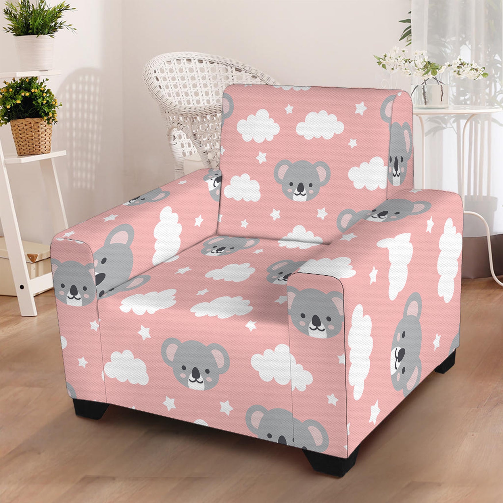 Koala Bear And Cloud Pattern Print Armchair Slipcover