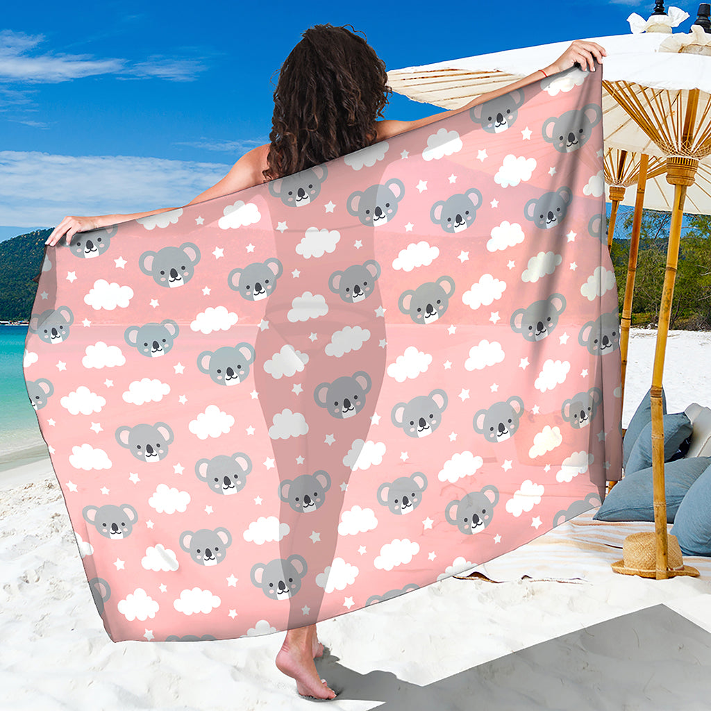 Koala Bear And Cloud Pattern Print Beach Sarong Wrap