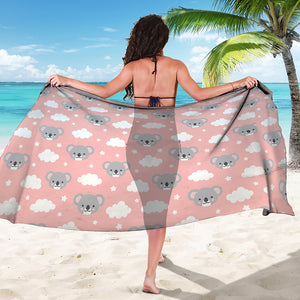 Koala Bear And Cloud Pattern Print Beach Sarong Wrap