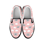 Koala Bear And Cloud Pattern Print Black Slip On Shoes