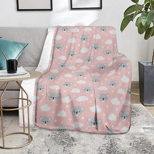 Koala Bear And Cloud Pattern Print Blanket