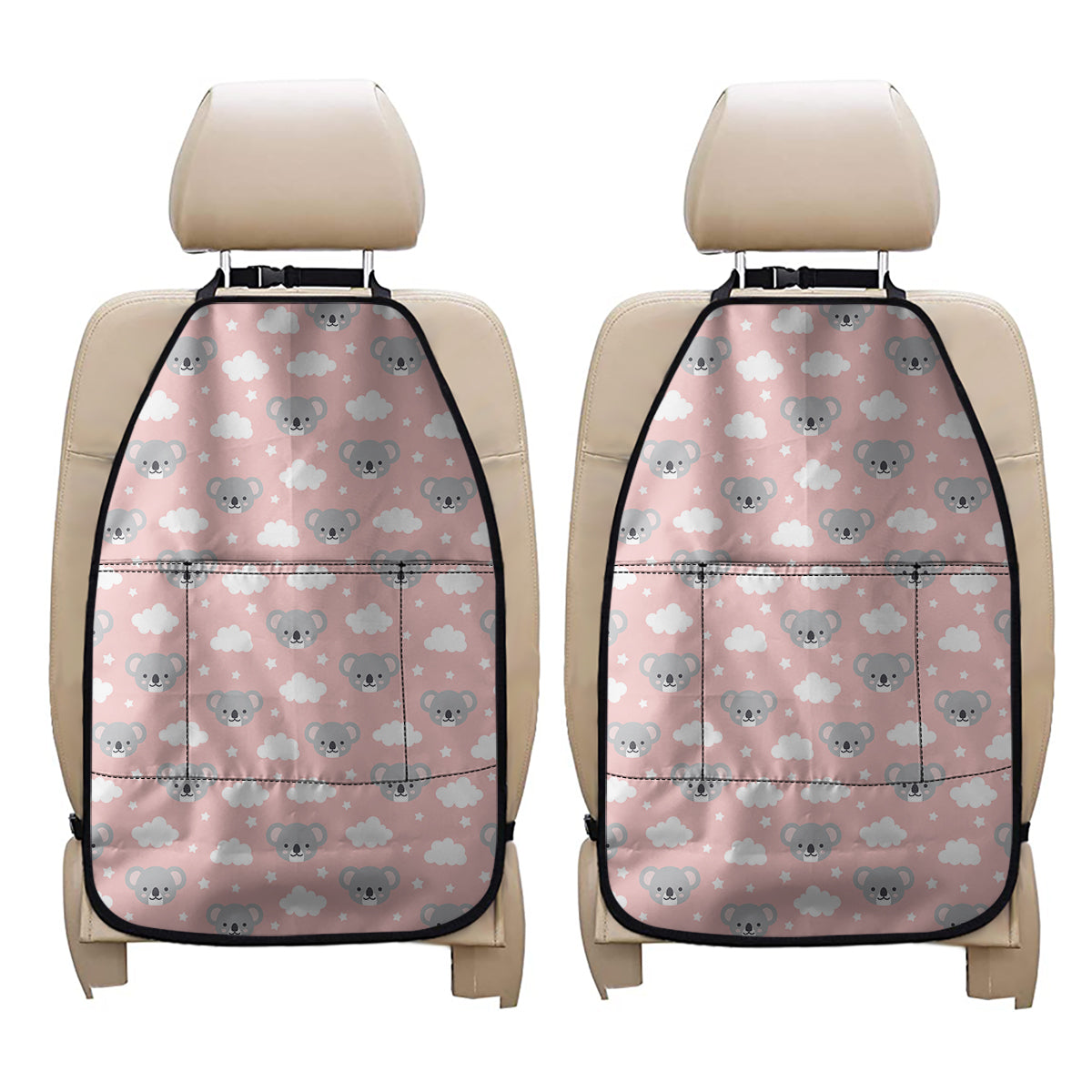 Koala Bear And Cloud Pattern Print Car Seat Organizers