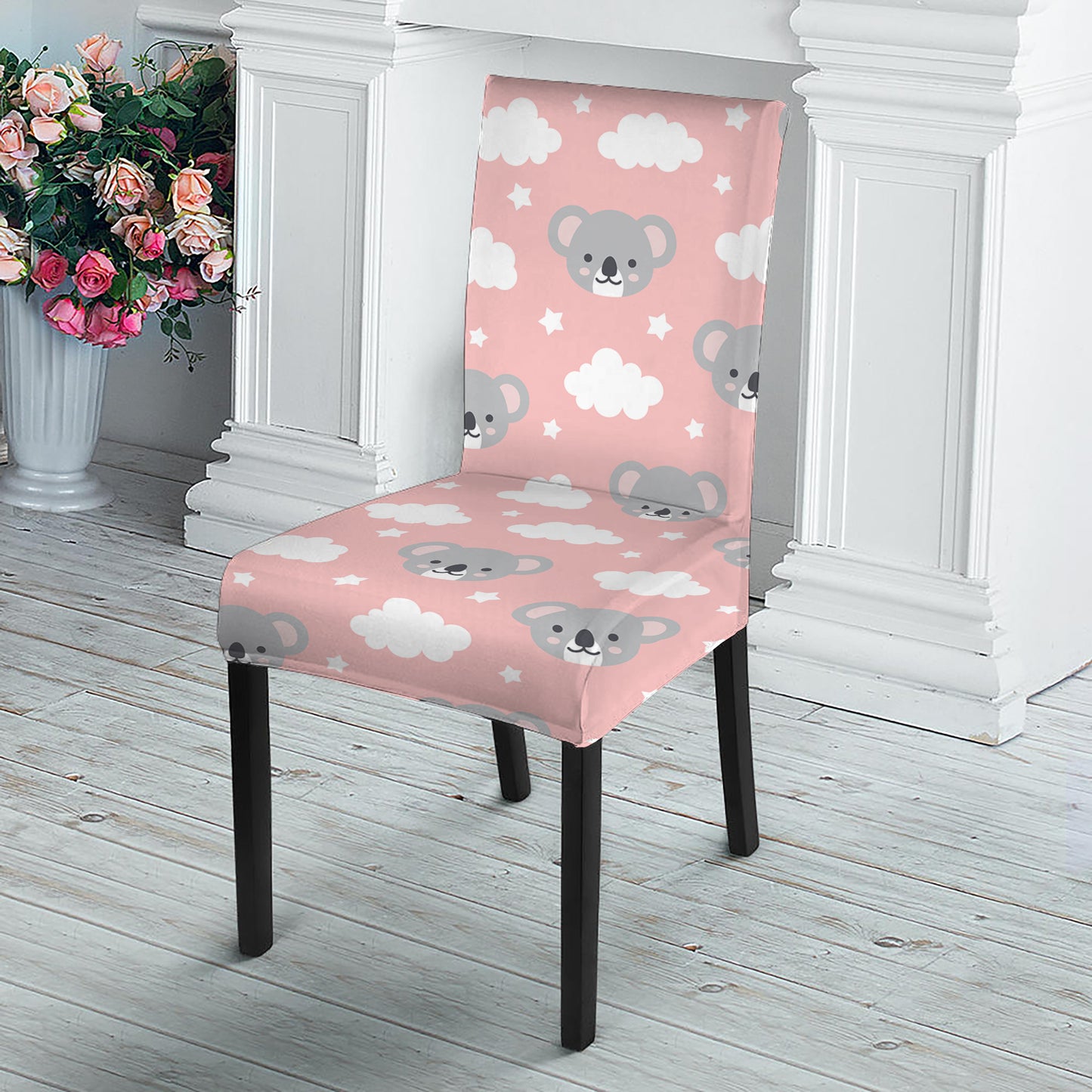 Koala Bear And Cloud Pattern Print Dining Chair Slipcover