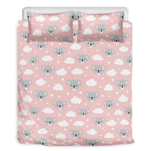 Koala Bear And Cloud Pattern Print Duvet Cover Bedding Set