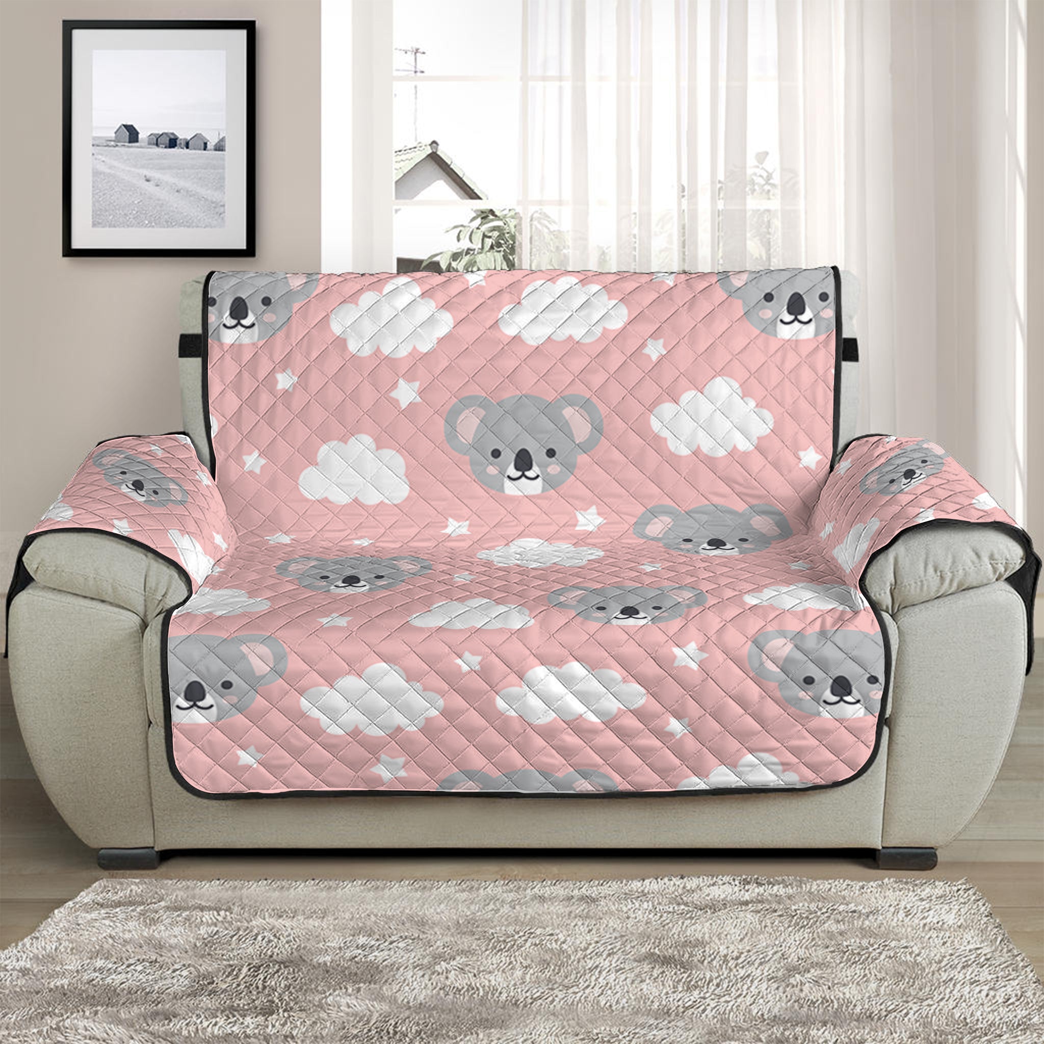 Koala Bear And Cloud Pattern Print Half Sofa Protector