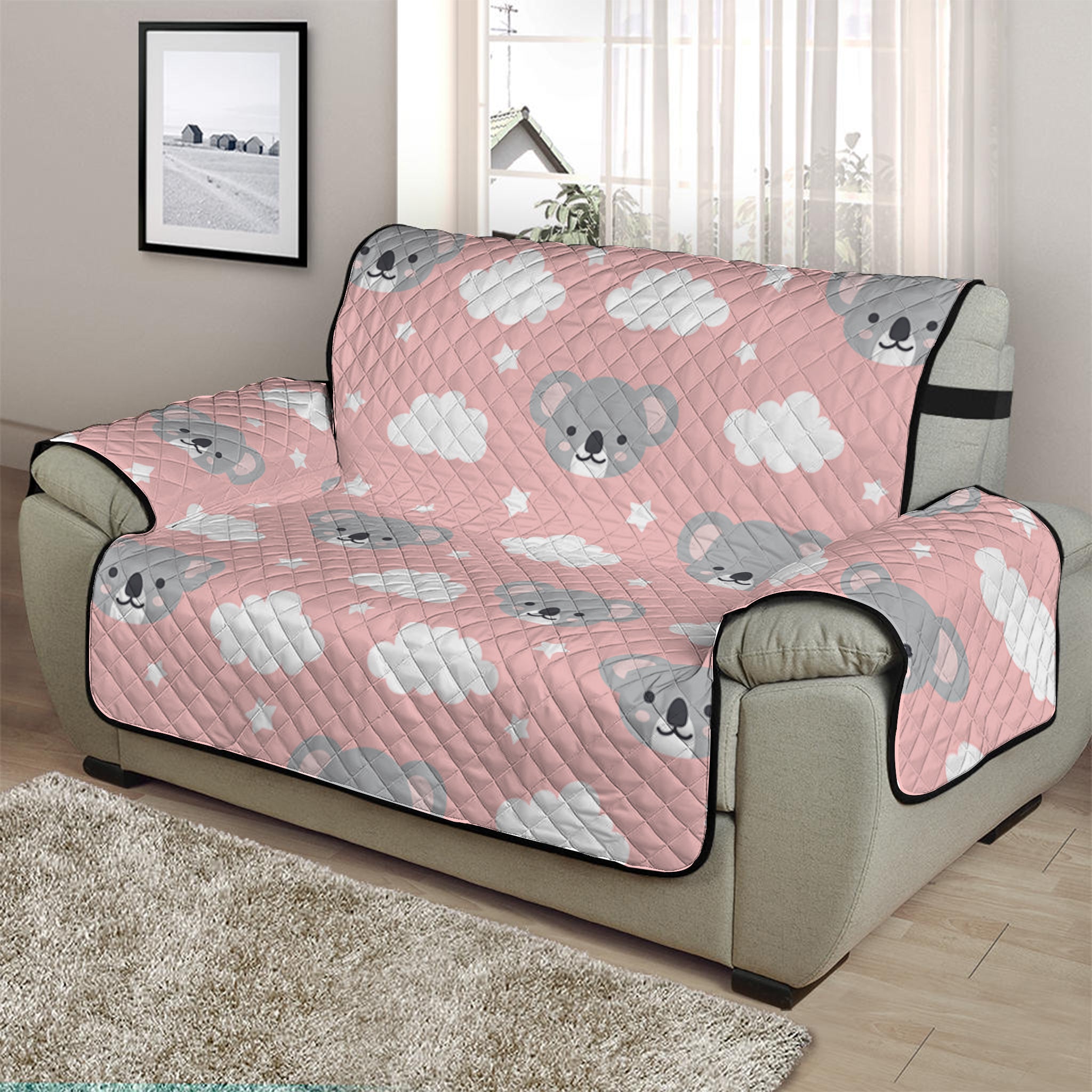 Koala Bear And Cloud Pattern Print Half Sofa Protector