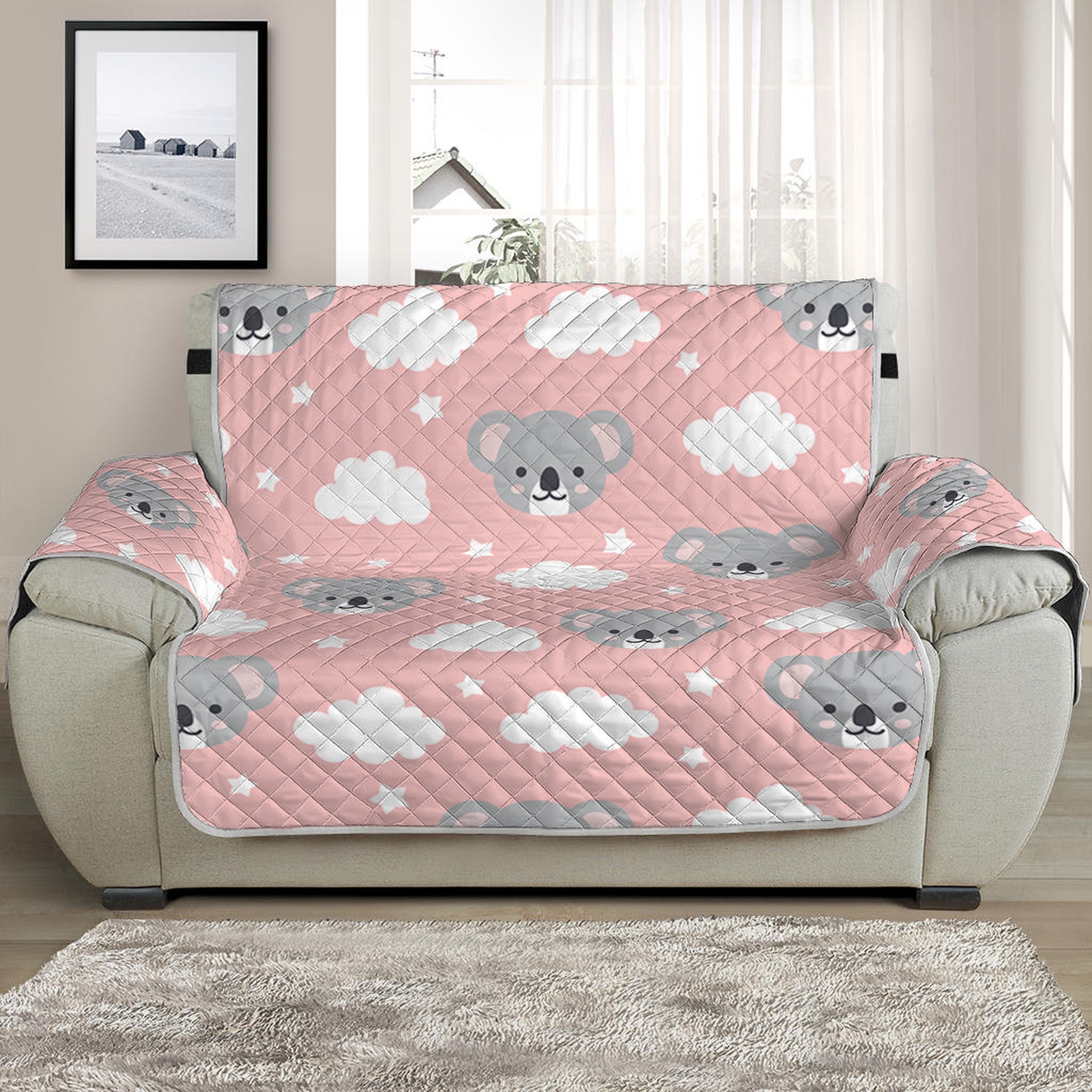 Koala Bear And Cloud Pattern Print Half Sofa Protector