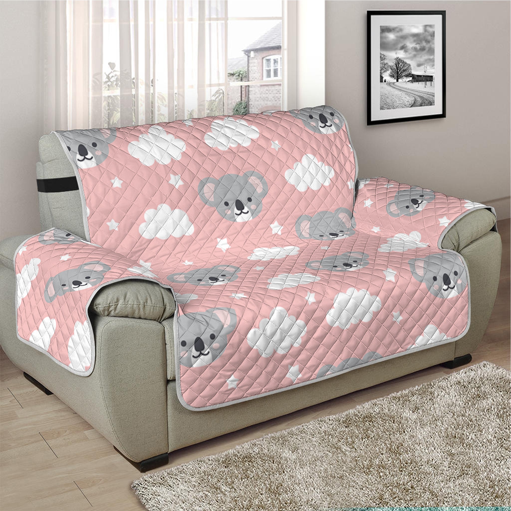 Koala Bear And Cloud Pattern Print Half Sofa Protector