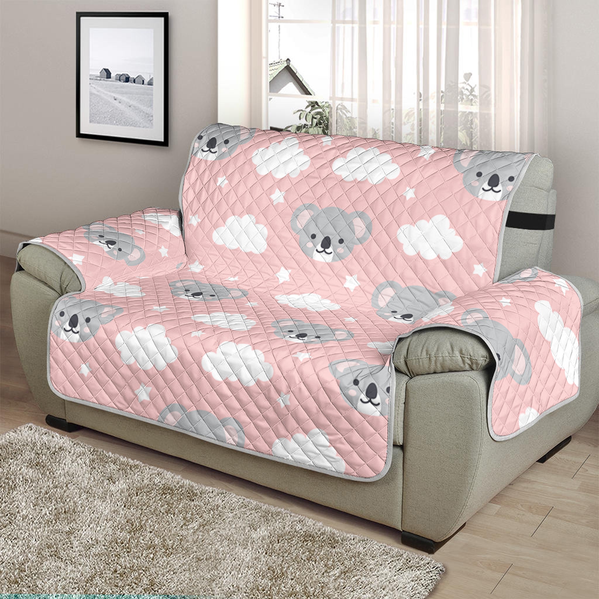 Koala Bear And Cloud Pattern Print Half Sofa Protector