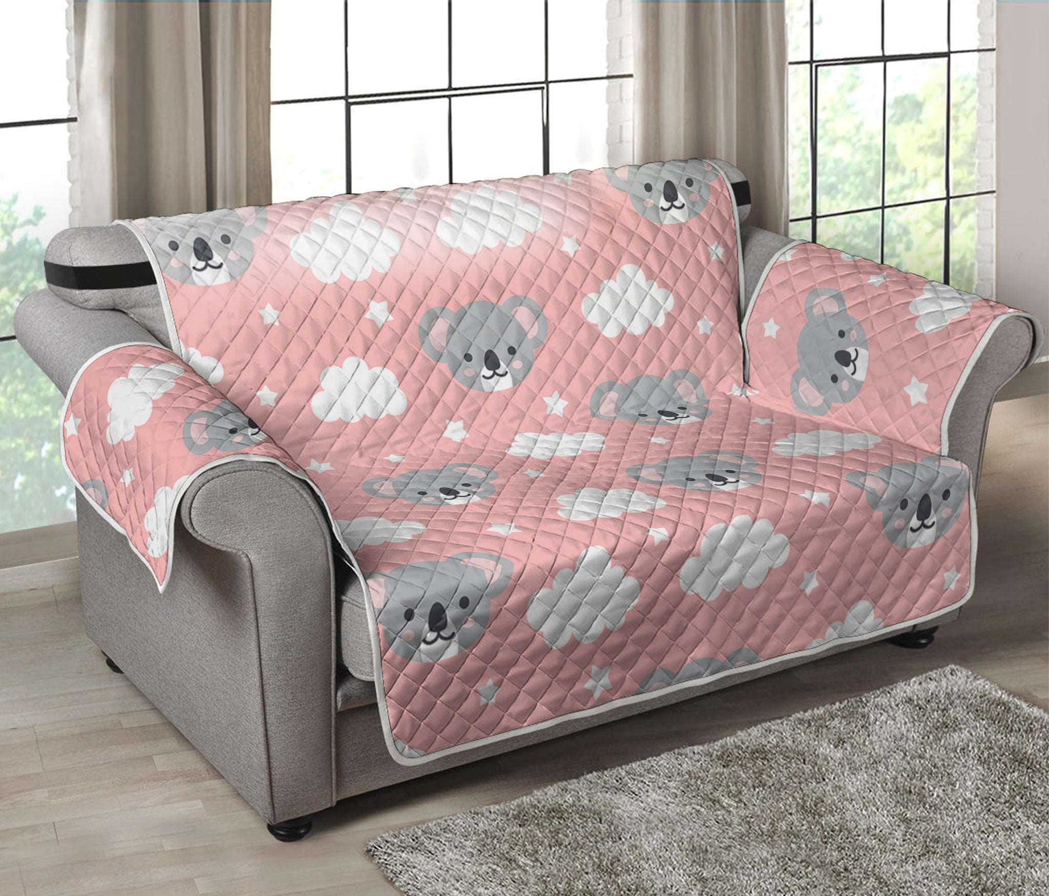 Koala Bear And Cloud Pattern Print Loveseat Protector