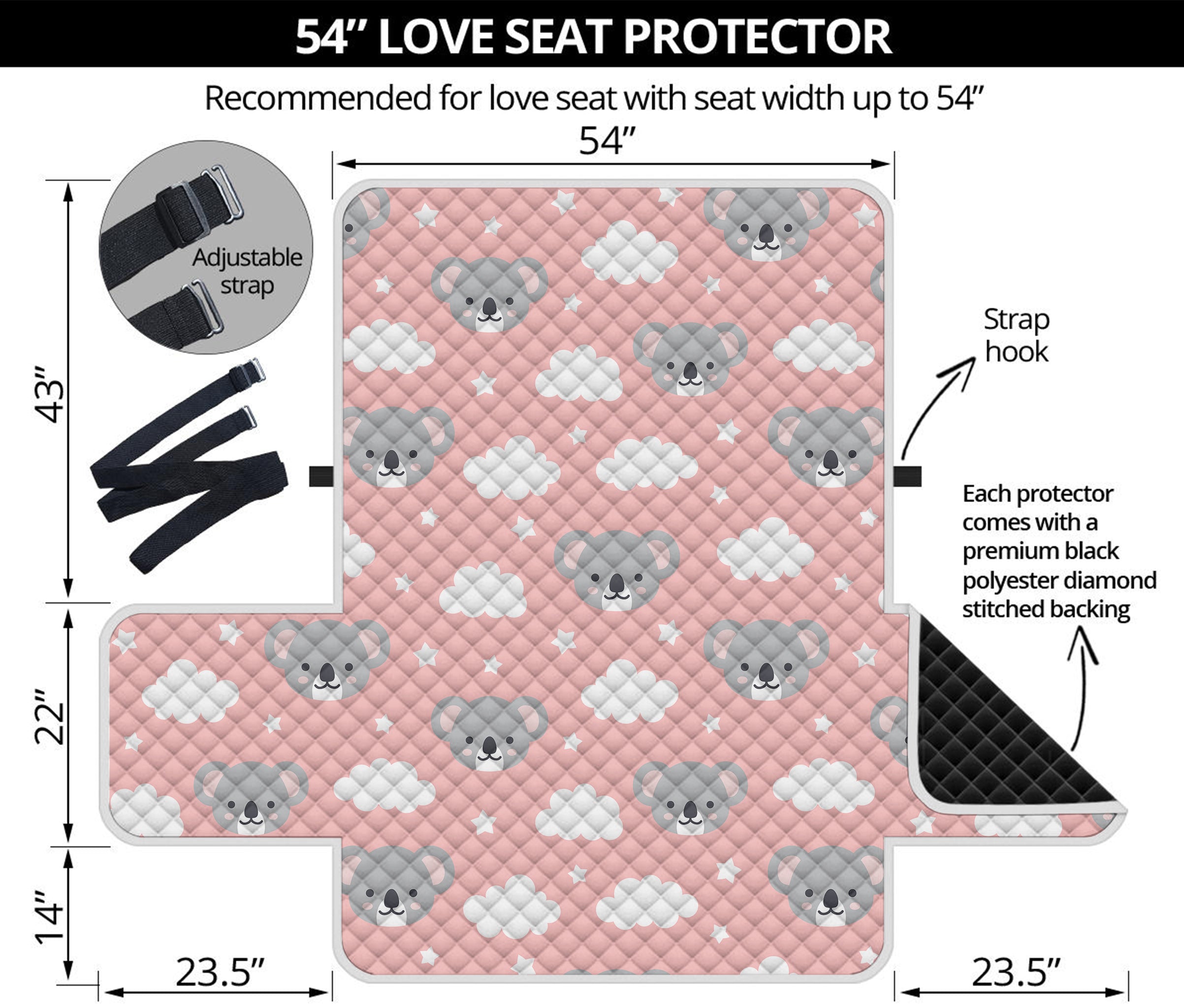 Koala Bear And Cloud Pattern Print Loveseat Protector