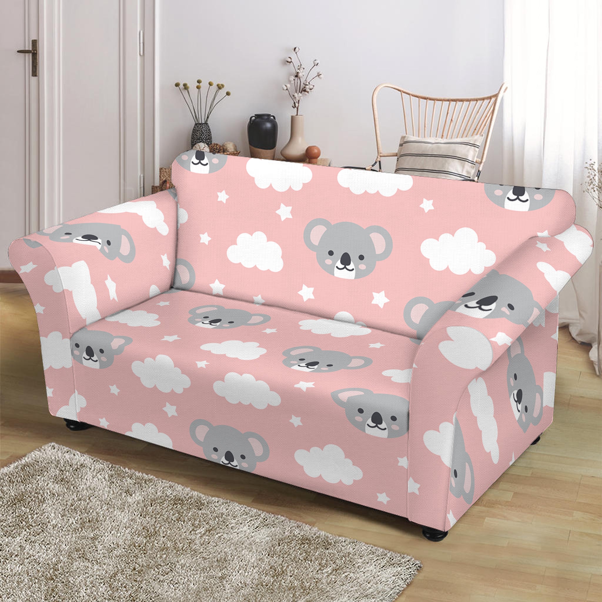 Koala Bear And Cloud Pattern Print Loveseat Slipcover