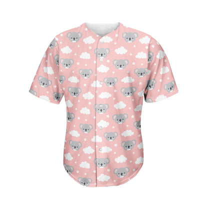 Koala Bear And Cloud Pattern Print Men's Baseball Jersey
