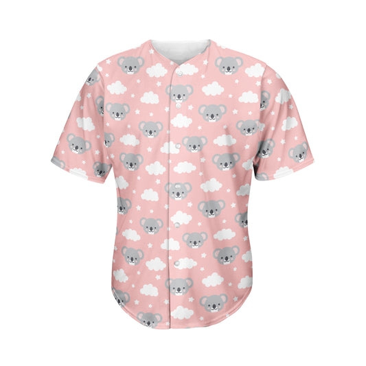 Koala Bear And Cloud Pattern Print Men's Baseball Jersey