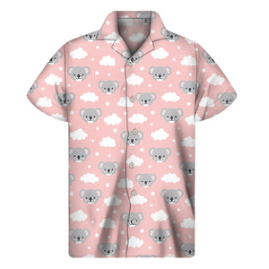 Koala Bear And Cloud Pattern Print Men's Short Sleeve Shirt