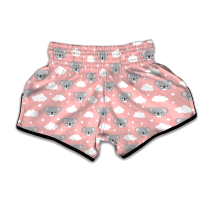 Koala Bear And Cloud Pattern Print Muay Thai Boxing Shorts