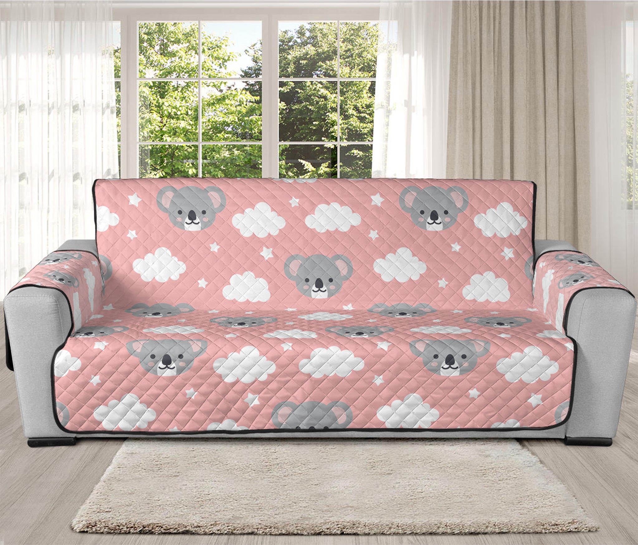 Koala Bear And Cloud Pattern Print Oversized Sofa Protector