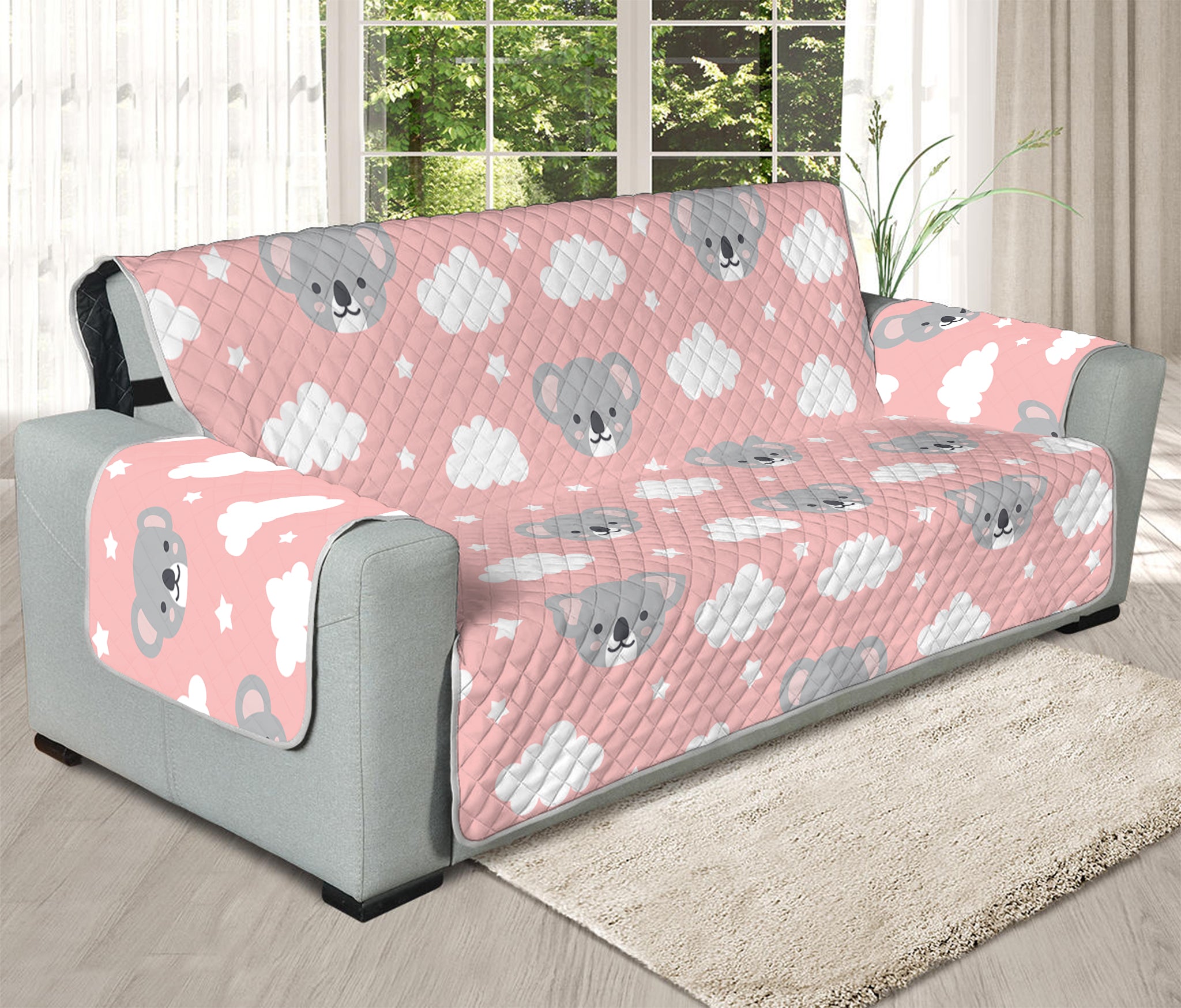 Koala Bear And Cloud Pattern Print Oversized Sofa Protector