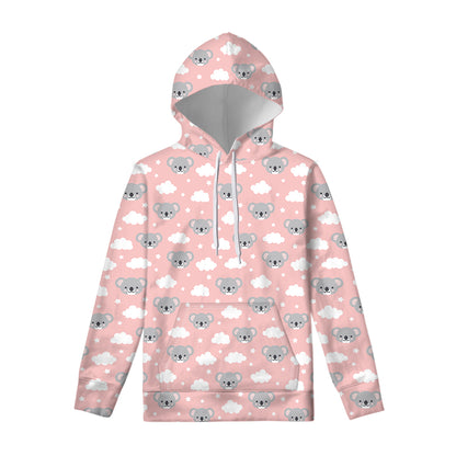 Koala Bear And Cloud Pattern Print Pullover Hoodie