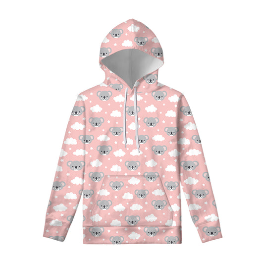 Koala Bear And Cloud Pattern Print Pullover Hoodie