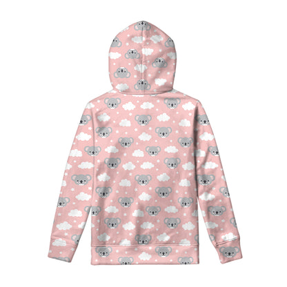 Koala Bear And Cloud Pattern Print Pullover Hoodie