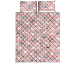 Koala Bear And Cloud Pattern Print Quilt Bed Set