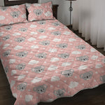 Koala Bear And Cloud Pattern Print Quilt Bed Set