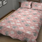 Koala Bear And Cloud Pattern Print Quilt Bed Set