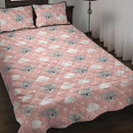 Koala Bear And Cloud Pattern Print Quilt Bed Set