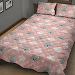 Koala Bear And Cloud Pattern Print Quilt Bed Set