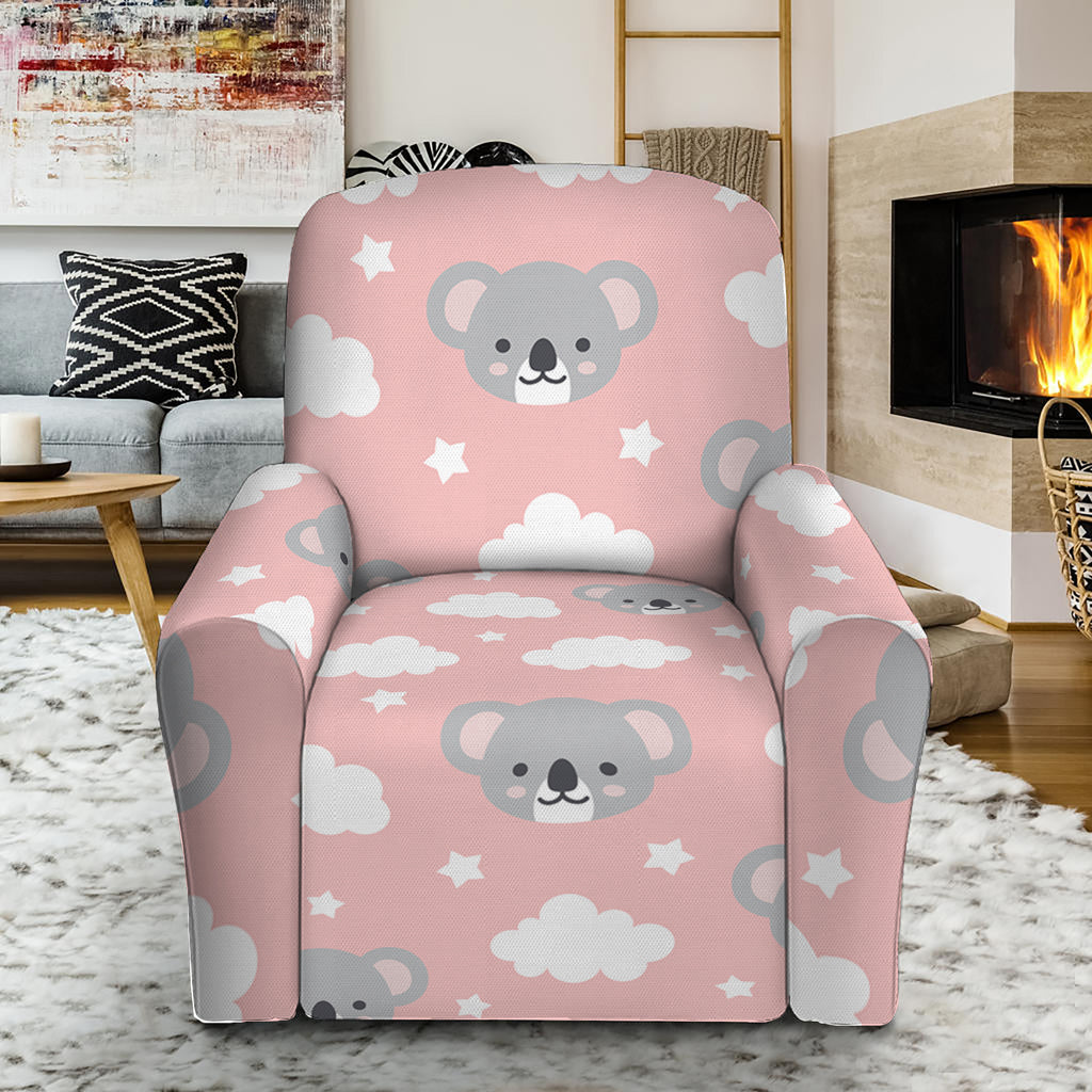 Koala Bear And Cloud Pattern Print Recliner Slipcover