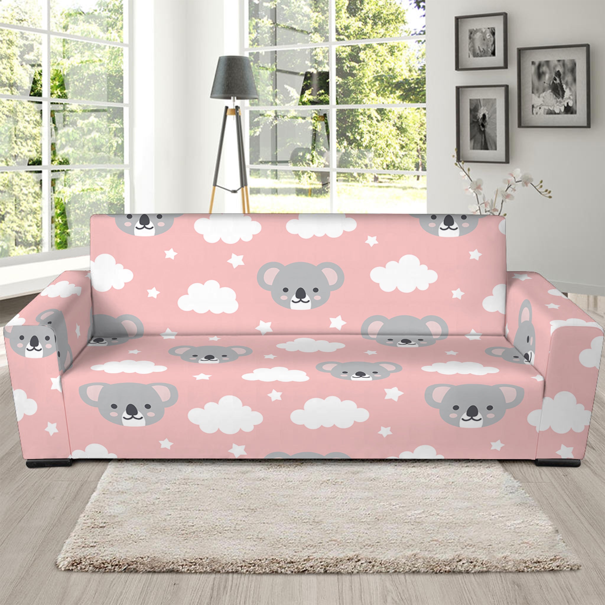 Koala Bear And Cloud Pattern Print Sofa Slipcover