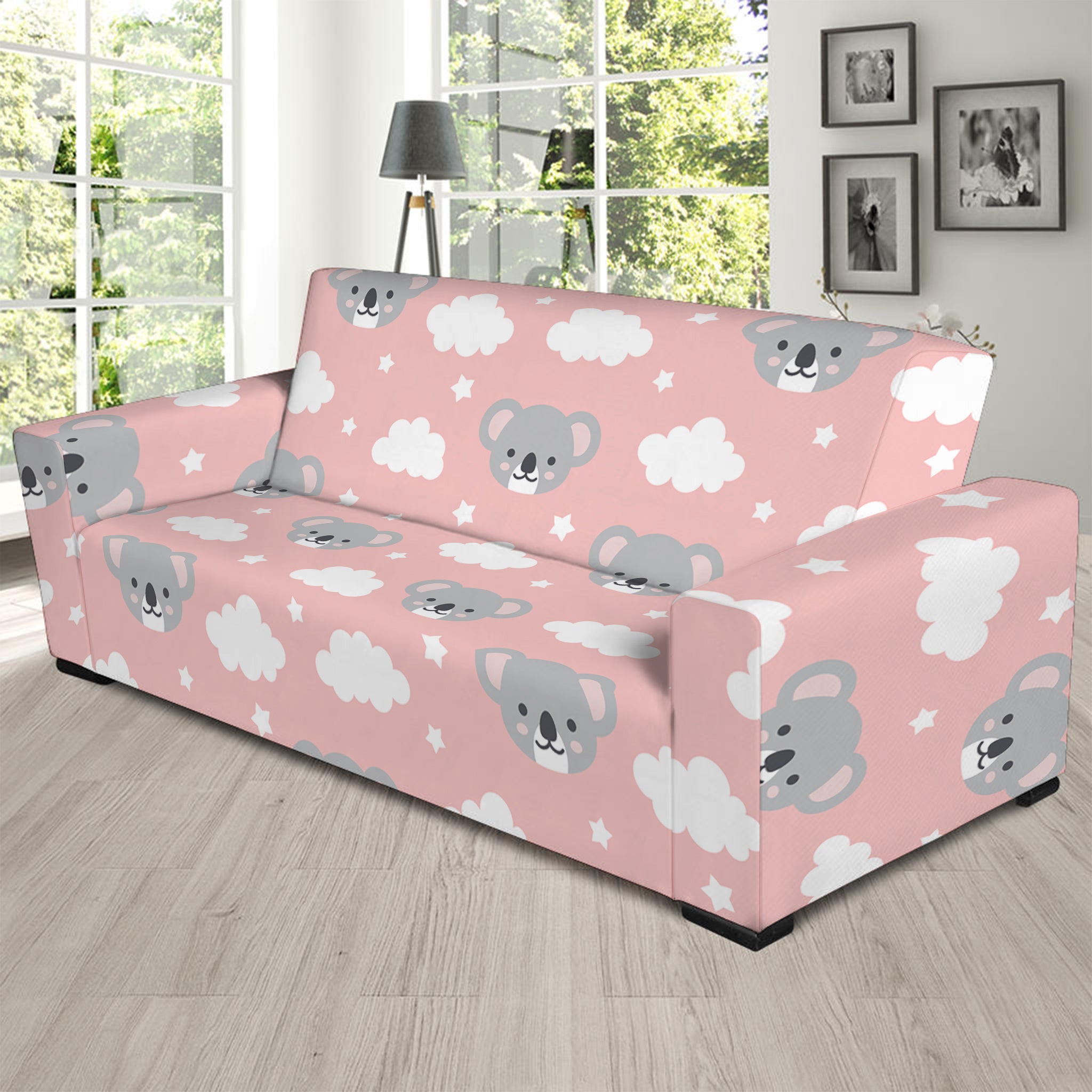 Koala Bear And Cloud Pattern Print Sofa Slipcover