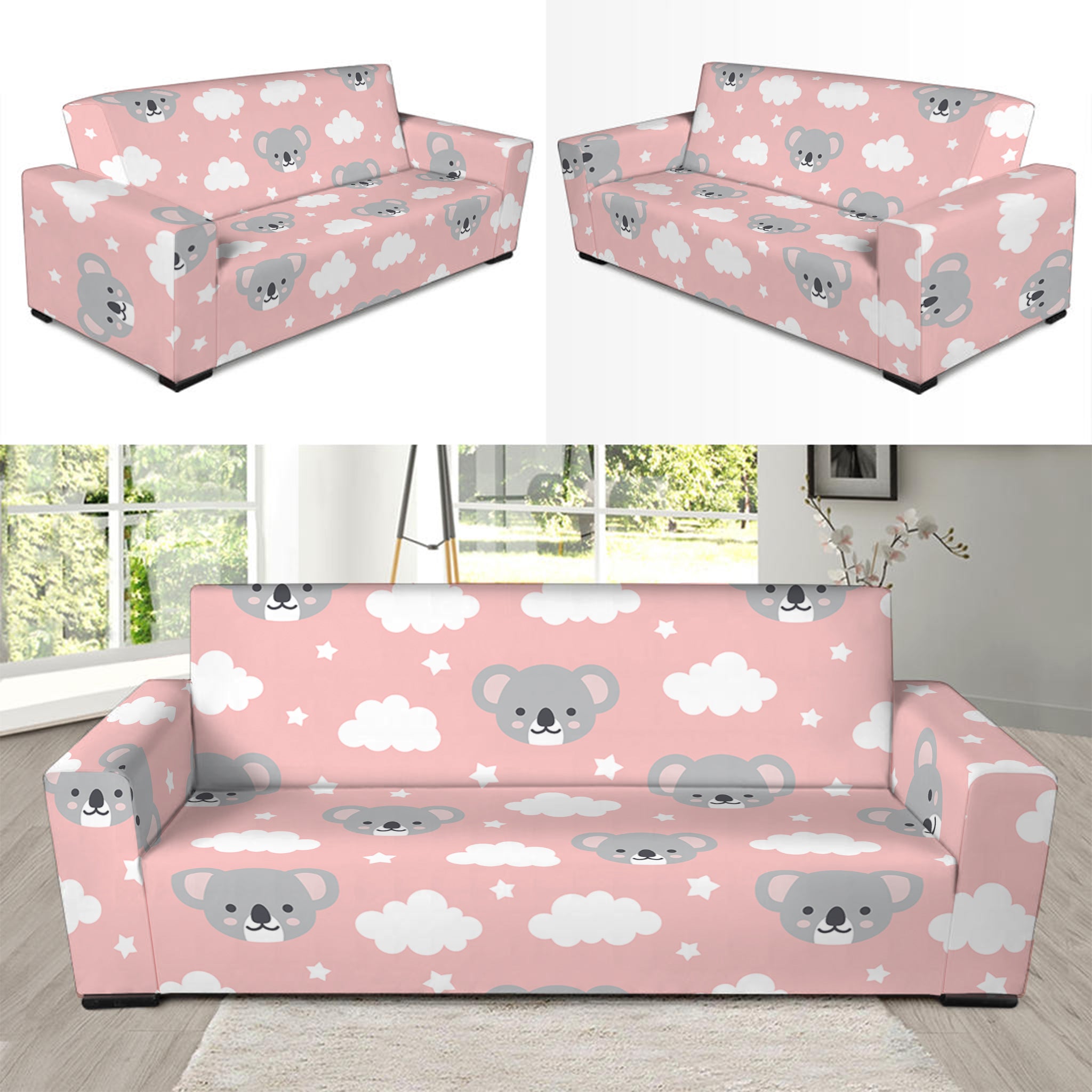 Koala Bear And Cloud Pattern Print Sofa Slipcover