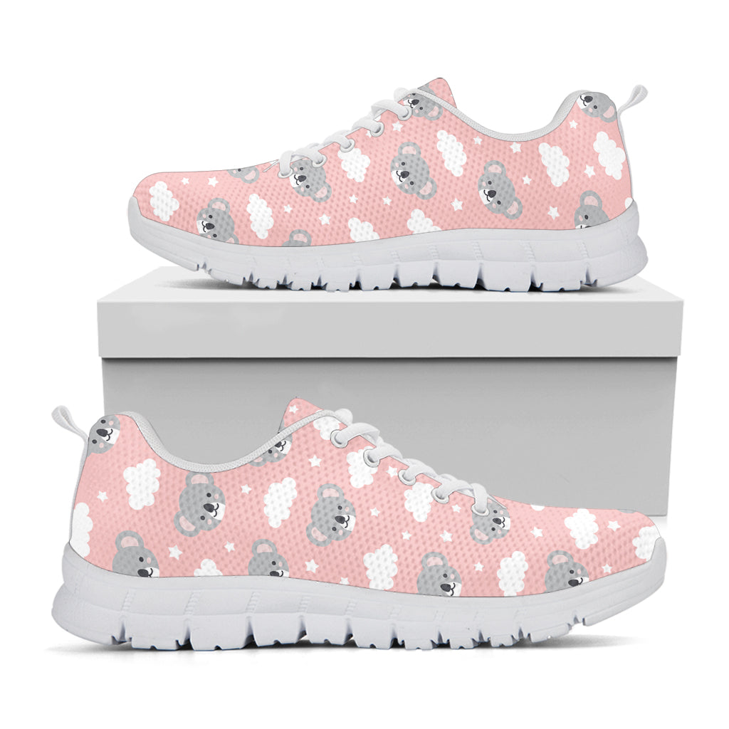 Koala Bear And Cloud Pattern Print White Sneakers