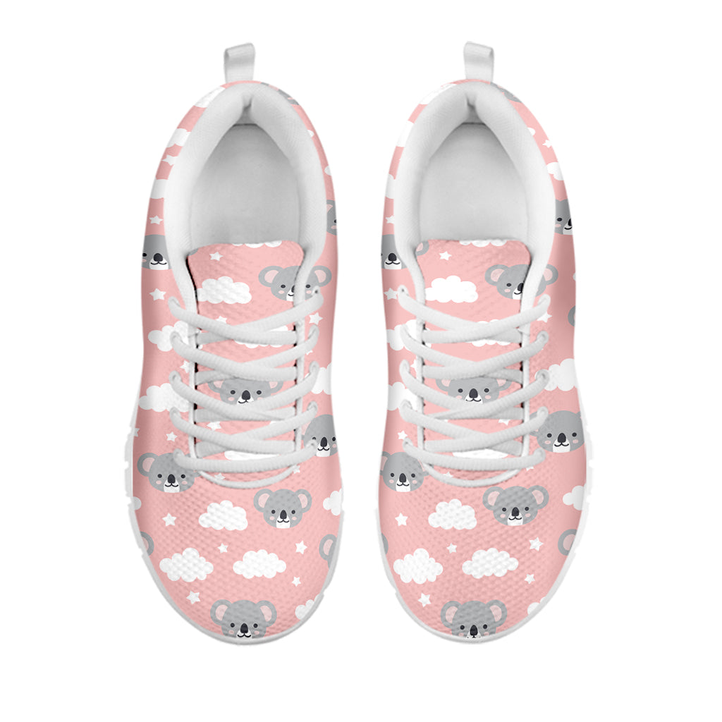 Koala Bear And Cloud Pattern Print White Sneakers