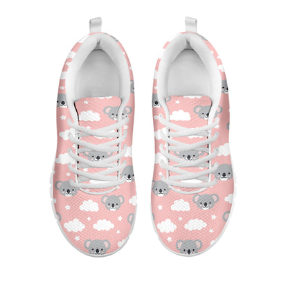 Koala Bear And Cloud Pattern Print White Sneakers