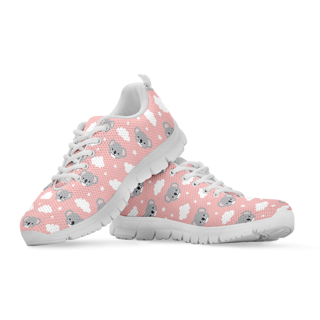 Koala Bear And Cloud Pattern Print White Sneakers