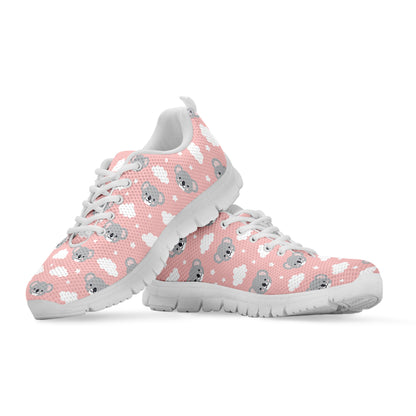 Koala Bear And Cloud Pattern Print White Sneakers