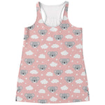 Koala Bear And Cloud Pattern Print Women's Racerback Tank Top