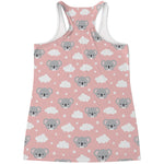 Koala Bear And Cloud Pattern Print Women's Racerback Tank Top