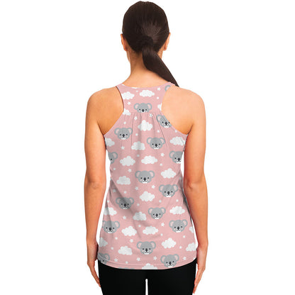 Koala Bear And Cloud Pattern Print Women's Racerback Tank Top