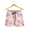 Koala Bear And Cloud Pattern Print Women's Shorts