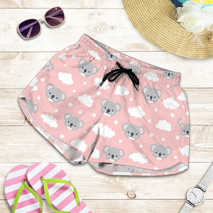 Koala Bear And Cloud Pattern Print Women's Shorts