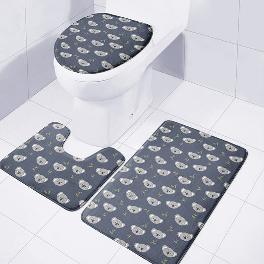 Koala Bear Pattern Print 3 Piece Bath Mat Set
