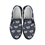 Koala Bear Pattern Print Black Slip On Shoes