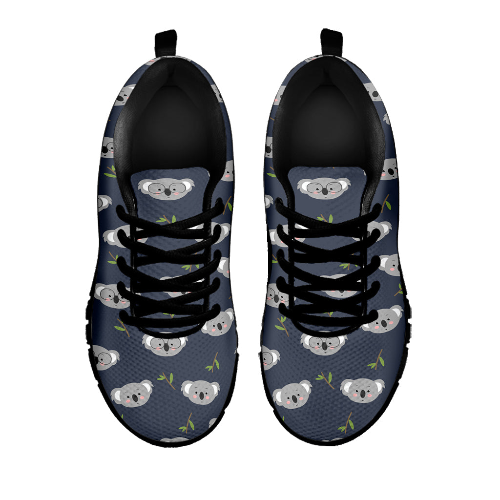 Koala Bear Pattern Print Black Sneakers