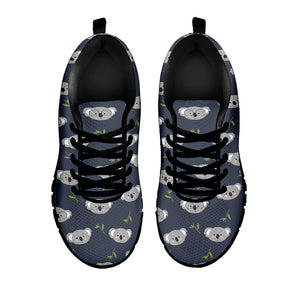 Koala Bear Pattern Print Black Sneakers