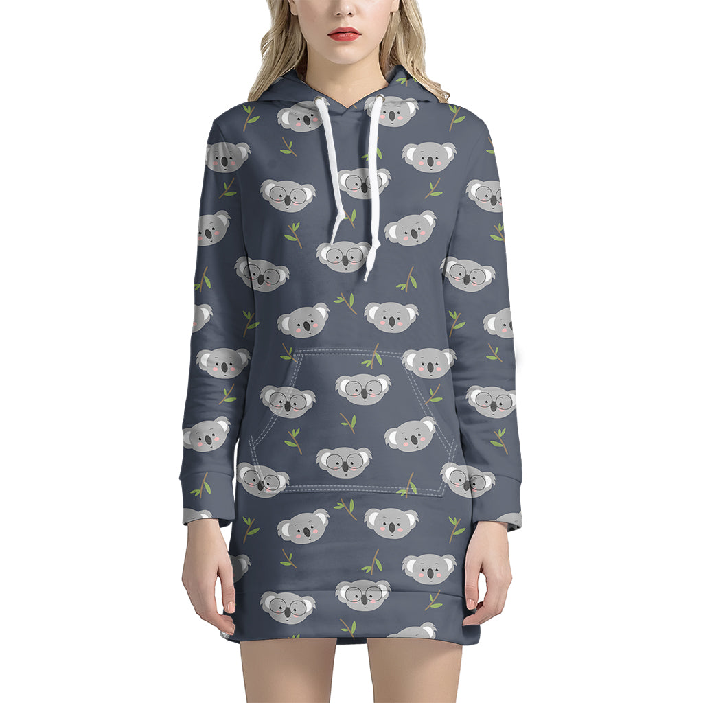 Koala Bear Pattern Print Hoodie Dress