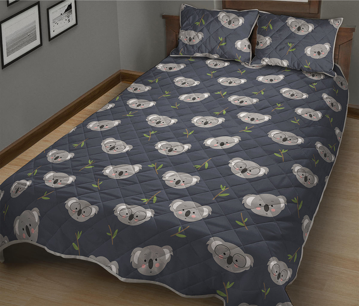 Koala Bear Pattern Print Quilt Bed Set